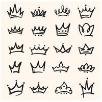 King crown With illustration style doodle and line art vector