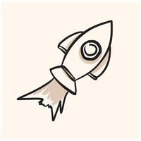 Rocket With illustration style doodle and line art vector