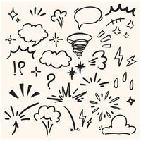 Marker simple elements set With illustration style doodle vector