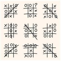 Tic tac toe game With illustration style doodle and line art vector
