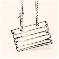 board with broken rope doodle drawing style vector
