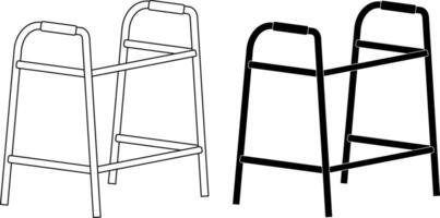 Walker Zimmer walking frame icon set vector