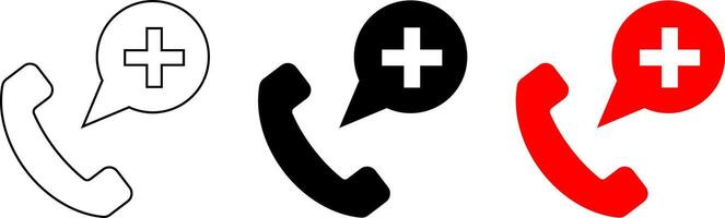 outline silhouette emergency call icon set vector