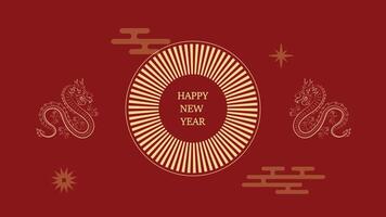 Chinese new year Vibrant New Year Celebration with Dragons isolated in red vector