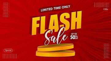 flash sale banner with red background for banner vector