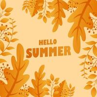 illustration of a summer background with leaves and berries vector