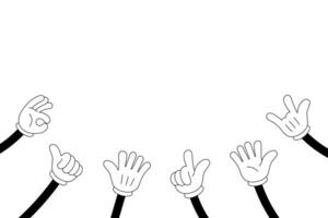 Groovy doodle hands clapping and giving thumbs up. Applause gesture for approval, gratitude, and celebration of success. Hand drawn art showcasing positive energy and recognition vector