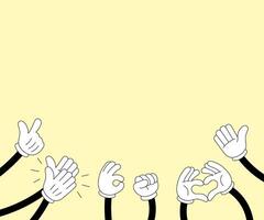 Groovy doodle style hands clapping and showing thumbs up. Applause and appreciation concept for celebrating success. Hand drawn illustration full of energy and positivity vector