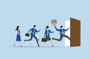 Great resignation, Employees in business resign and exit through the door. vector
