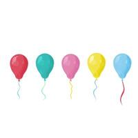Cartoon Color Party Balloon Icon Set with string Illustration vector