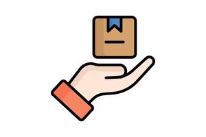 Delivery icon. colored outline icon style. hand with product. icon related to procurement. procurement management elements illustration vector