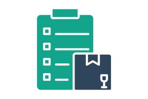 Procurement icon. solid icon style. checklist with product. icon related to procurement. procurement management elements illustration vector
