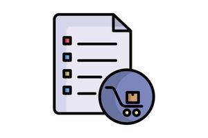 Purchase order icon. colored outline icon style. documents with shopping cart. icon related to procurement. procurement management elements illustration vector