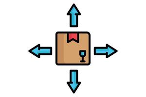 Distribution icon. colored outline icon style. product with arrow. icon related to procurement. procurement management elements illustration vector