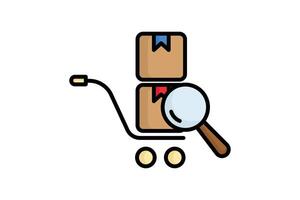 Sourcing icon. colored outline icon style. cart with products and search. icon related to procurement. procurement management elements illustration vector