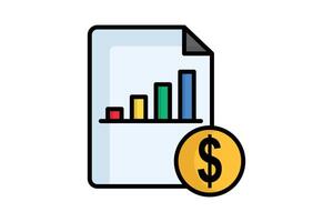 Cost icon. colored outline icon style. document with dollar and chart. icon related to procurement. procurement management elements illustration vector