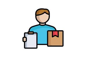 Supplier icon. colored outline icon style. people with list and products. icon related to procurement. procurement management elements illustration vector