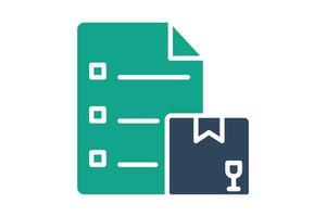 Inventory icon. solid icon style. document with product. icon related to procurement. procurement management elements illustration vector