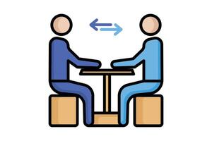 Negotiation icon. colored outline icon style. people around table. icon related to procurement. procurement management elements illustration vector