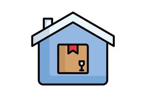 Warehouse icon. colored outline icon style. house with product. icon related to procurement. procurement management elements illustration vector