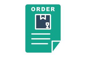 Order icon. solid icon style. document with product. icon related to procurement. procurement management elements illustration vector