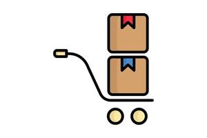 Logistics icon. colored outline icon style. cart with product. icon related to procurement. procurement management elements illustration vector