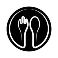 A black and white logo of a fork and spoon vector