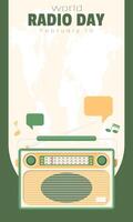 World Radio Day template with retro radio and copy space area vector