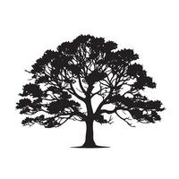 Large Oak Tree Silhouette with Branch vector