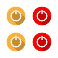 Power button icon with long shadow. Shut down, shutdown sign symbol vector