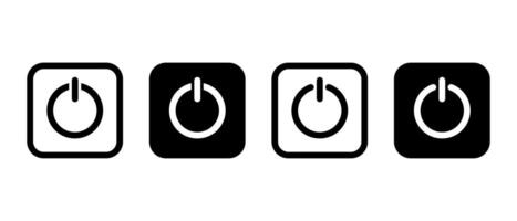 On off power button icon on black square. Switch on switch off sign symbol vector