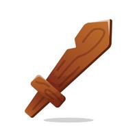 Sword made from Wood flat art design illustration with simple shape perfect for fantasy game item asset vector