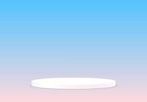 Blue and pink background 3d with white podium. 3D abstract studio room with pedestal podium. Space for selling products on the website. illustration. vector