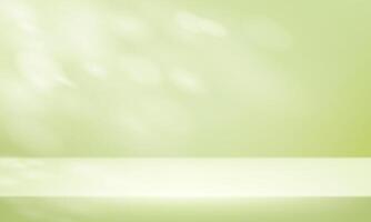 Background green Studio with Shadow Leaves. Space for selling products on the website. Empty room with shadow leaves. illustration. vector