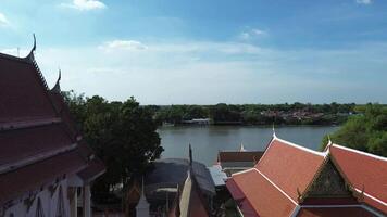 High angle view of the riverside community in Ayutthaya video