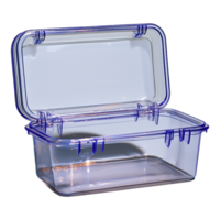 Transparent storage container with lid and locking clasps for organization png