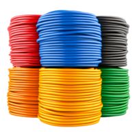 Colorful Coiled Wires Stacked Neatly in Various Colors and Sizes png