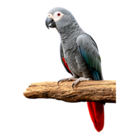 Stunning African Grey Parrot Sitting on Branch in Natural Habitat png