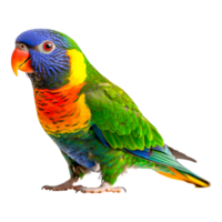 Vibrant Rainbow Lorikeet Perched on a Branch with Colorful Plumage png