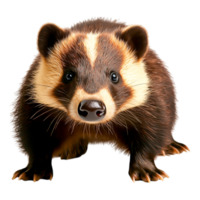 Close-Up of an Amused Badger with Striking Facial Features png