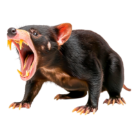 Fierce Tasmanian Devil Displaying Aggression in Natural Habitat png