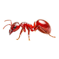de cerca ver de un rojo hormiga gateando en un superficie en naturaleza png