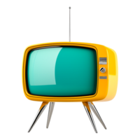 Vintage Yellow Television with Antenna and Retro Design Element png