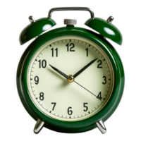 Classic Green Alarm Clock with Vintage Design and Simple Dial png