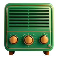 Vintage Green Radio with Analog Dials and Retro Design Elements png