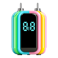 Colorful Digital Alarm Clock with Bright Display and Unique Design png