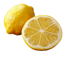 Yellow Lemon Sliced in Half with Fresh Texture png