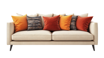 Sofa with Cushions for a Warm and Inviting Atmosphere png