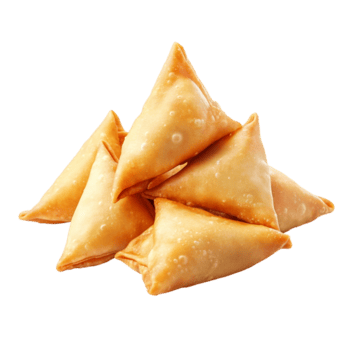 un pila de crujiente Samosas con ligero marrón color png