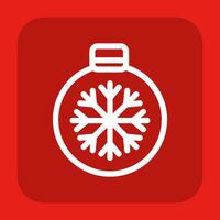 Christmas ball icon with snowflake on red background vector